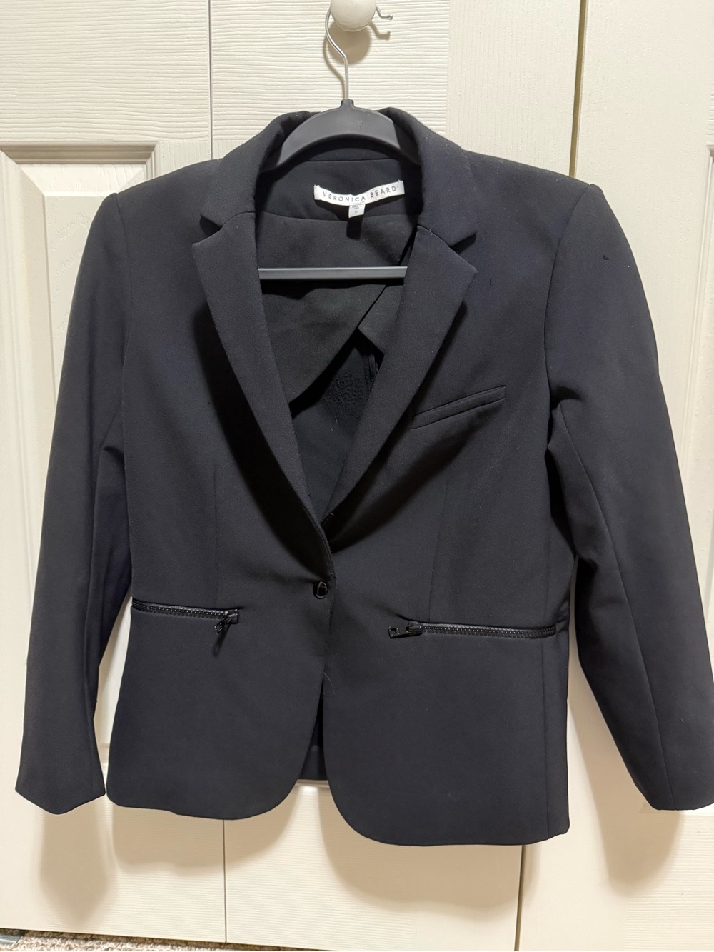 Veronica Beard Black Tailored Zip-Pocket Blazer